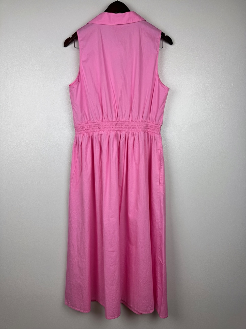 J. Crew Sleeveless Collared Lightweight Classic Midi Dress Pink Size 8/M NWT - Picture 4 of 7